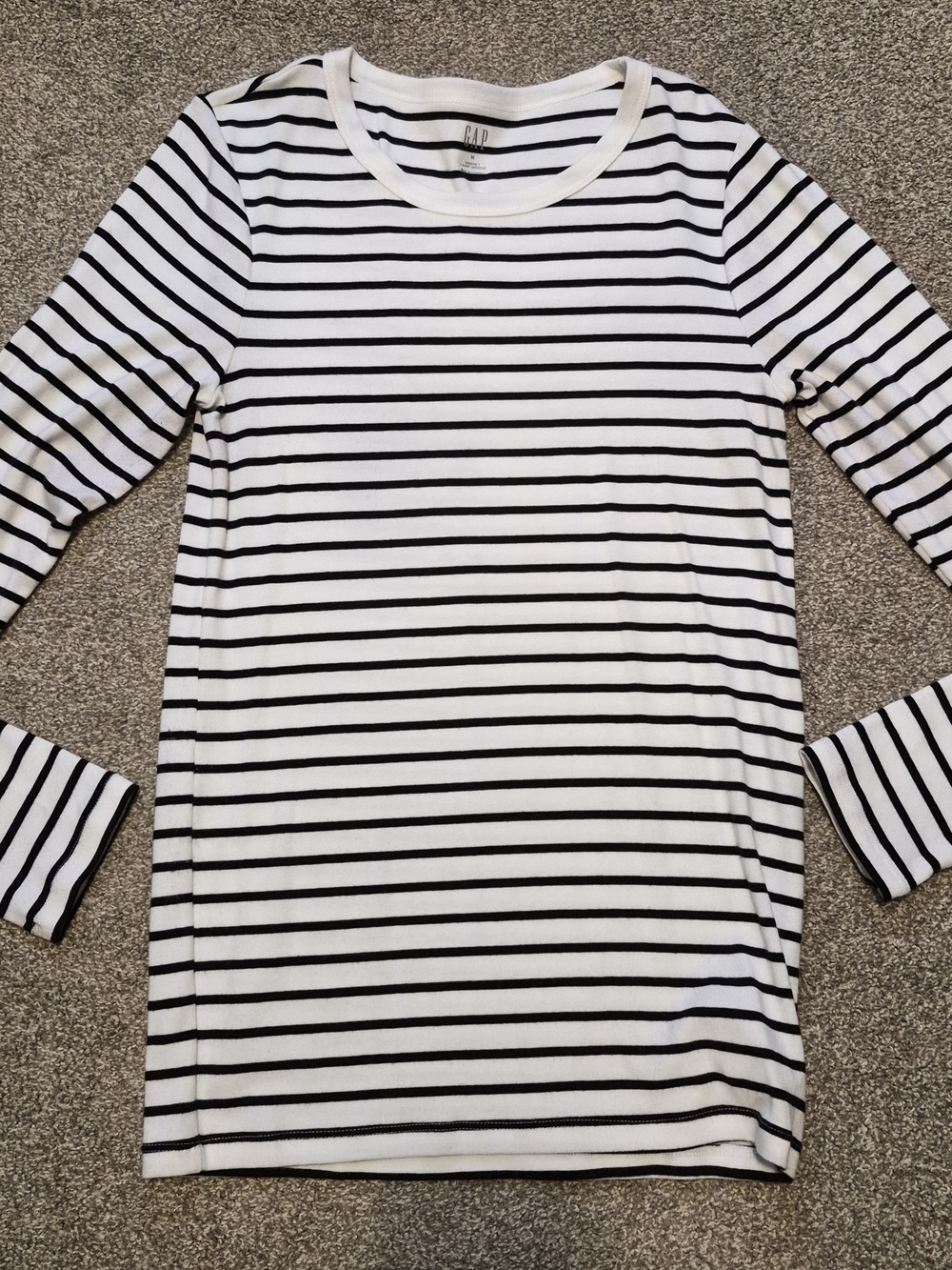 GAP Black and White Striped Long Sleeve Tee